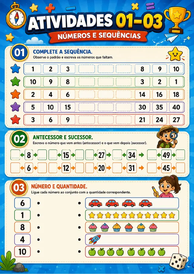 Atividades de números e sequências